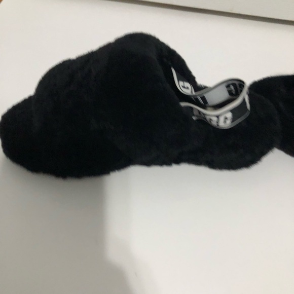 Women’s Black Ugg Slippers open toe with Logo straps size 8 loungewear fuzzy - Picture 12 of 14